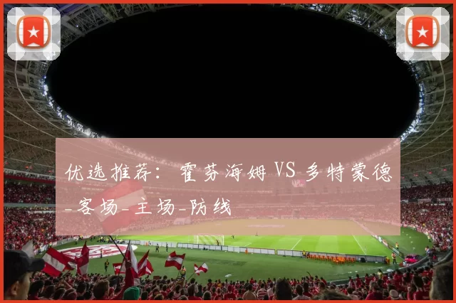 优选推荐：霍芬海姆 VS 多特蒙德_客场_主场_防线